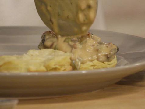 Eggs and Biscuits with Sausage, Sage and Mushroom Gravy