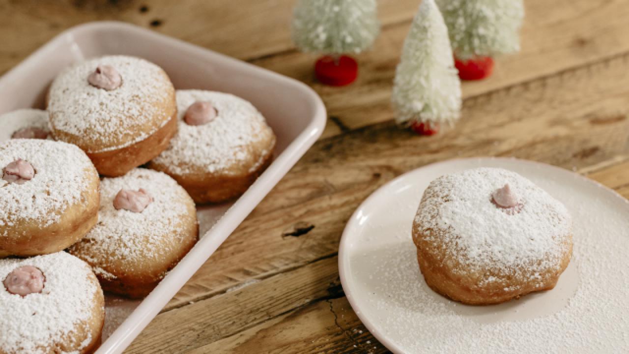 Cranberry Cream Cheese Stuffed Sufganiyot