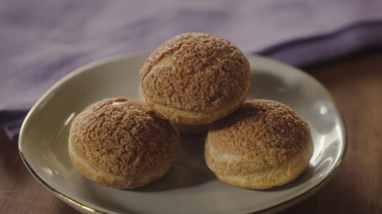 Cream Puffs with Chocolate Whipped Cream and Craquelin