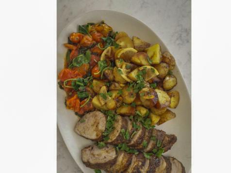 One-Pan Pork Tenderloin with Potatoes, Tomatoes and Spinach