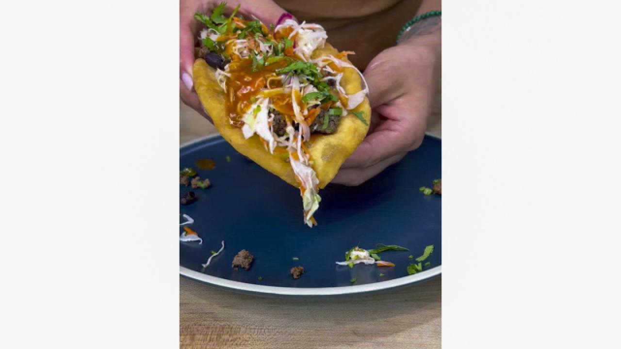 Venison Fry Bread Tacos with Citrus Cabbage Slaw
