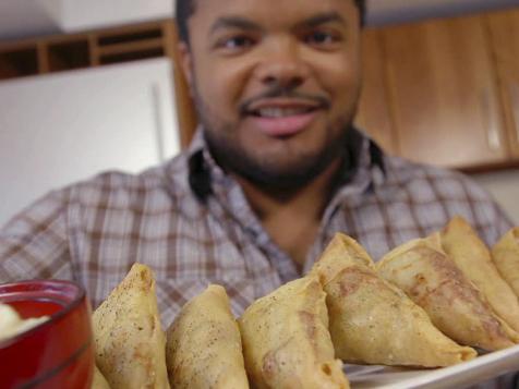 Mediterranean Chicken Samosas with Apple Cumin Chutney