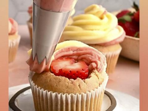 Strawberry-Filled Valentine's Cupcakes
