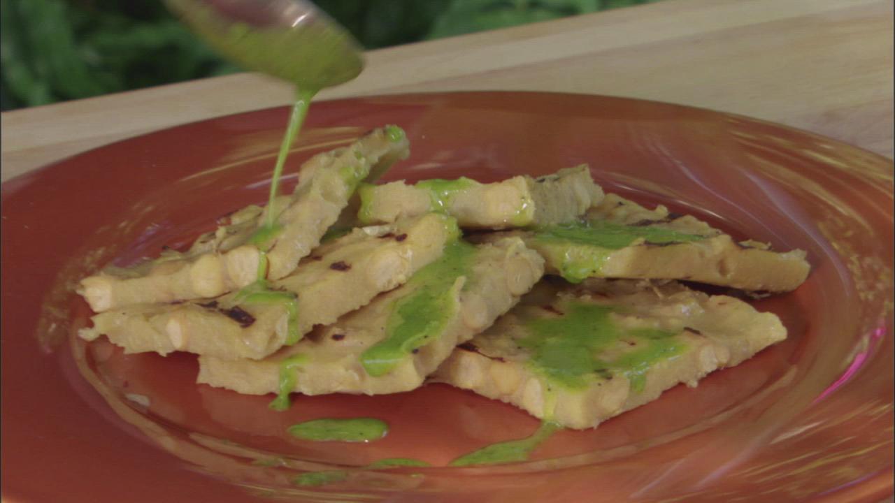 Grilled Chickpea Polenta Cakes