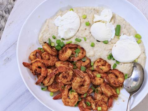 Shrimp and Roasted Banana Grits