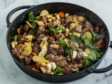 Root Vegetables with Spicy Italian Sausages