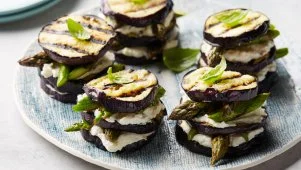 Eggplant and Asparagus Stacks