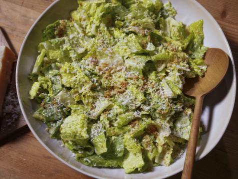 Caesar Salad with Crispy Capers and Garlic Breadcrumbs