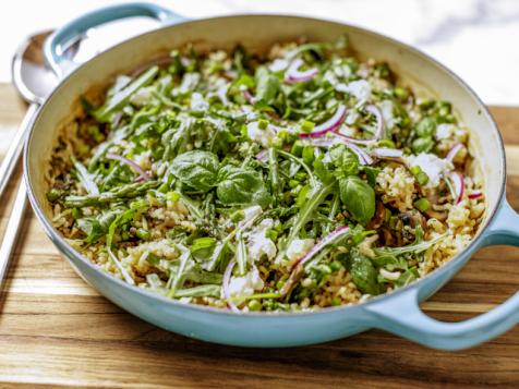 Mushrooms and Asparagus Oven Risotto