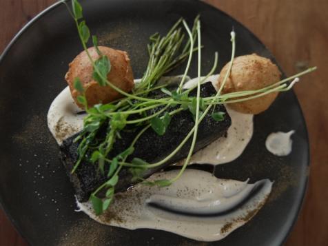 Blackened Salmon with Everything Bagel Fritters