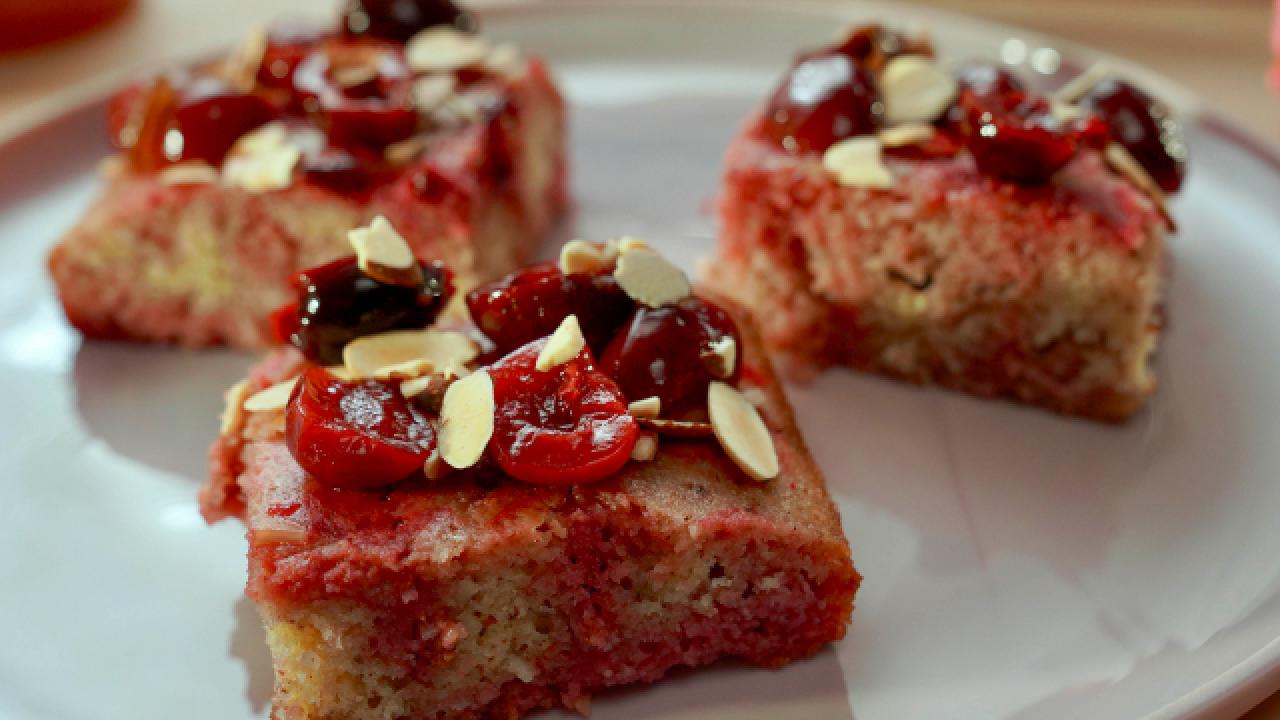 Basbousa with Cherry Compote