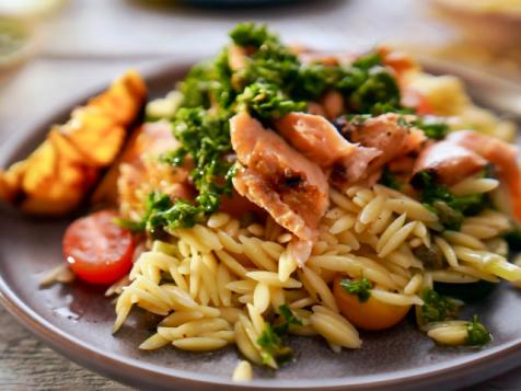 Grilled Salmon with Lemon Orzo