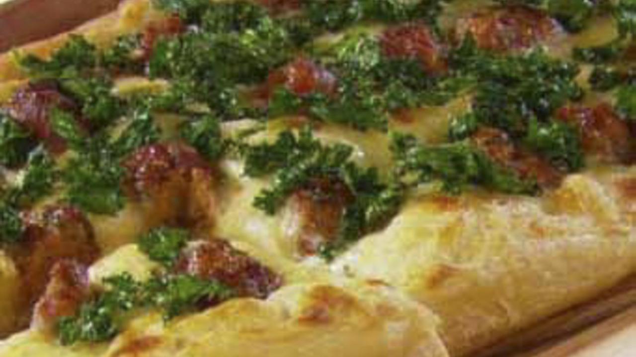 Kale and Turkey Meatball Pizza