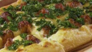 Kale and Turkey Meatball Pizza