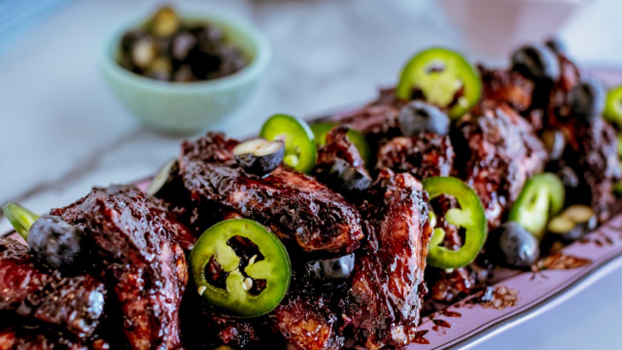 Sticky Blueberry Wings