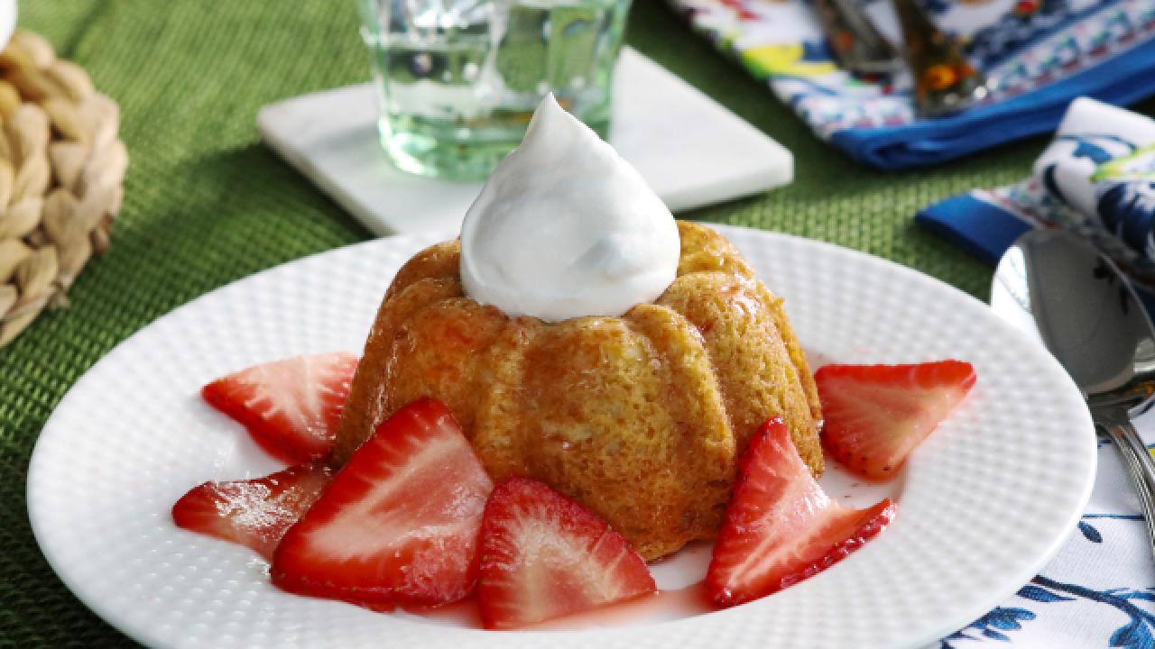 Buttercake with Macerated Strawberries and a Butter Soak