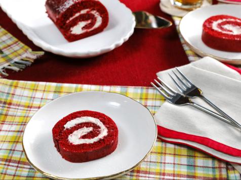 Red Velvet Swiss Roll with Cream Cheese Frosting