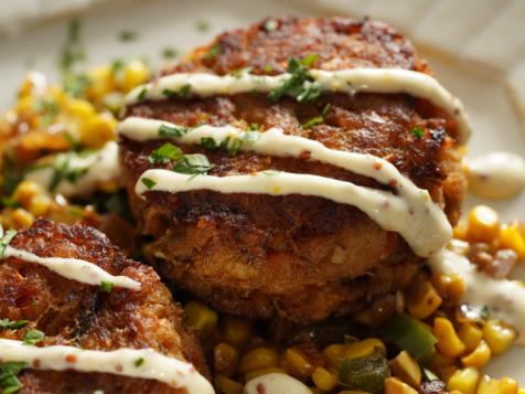 Low Country Deviled Crab Cakes with Fried Corn