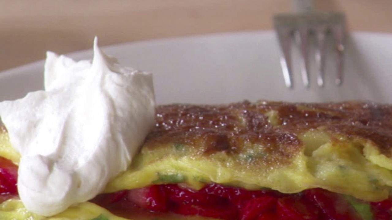Mint and Strawberry Omelet