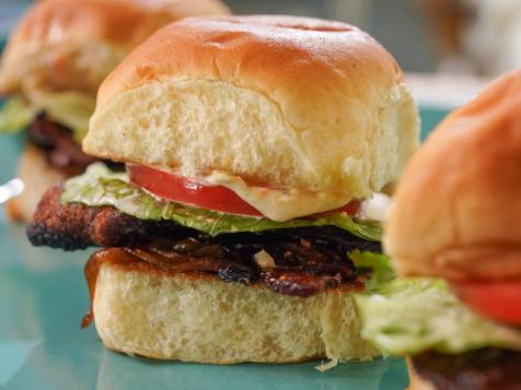 Maple Pepper Candied Bacon BLT Sliders with Giardiniera Aioli