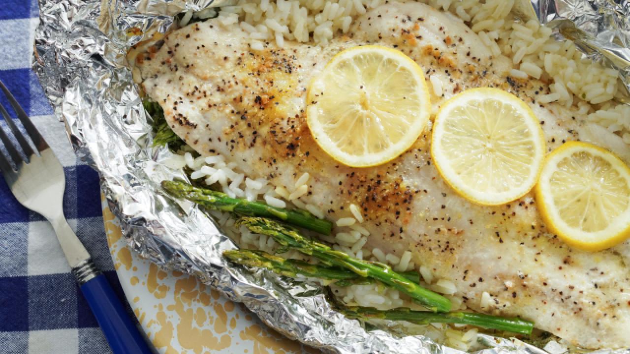 Fish, Lemon and Asparagus Foil Packs