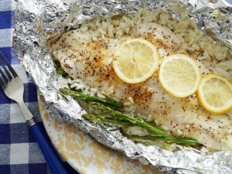 Fish, Lemon and Asparagus Foil Packs