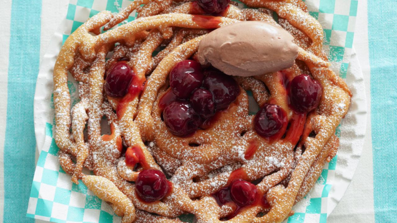 Black Cherry Funnel Cake with Chantilly Creme