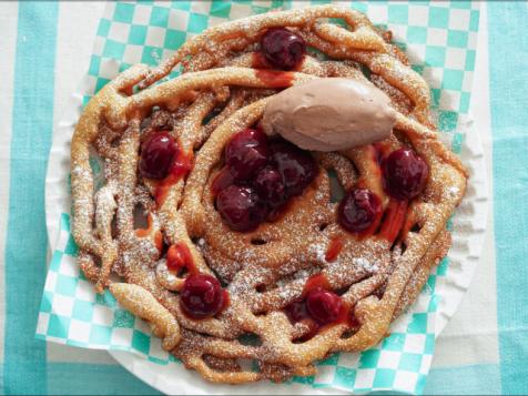 Black Cherry Funnel Cake with Chantilly Creme