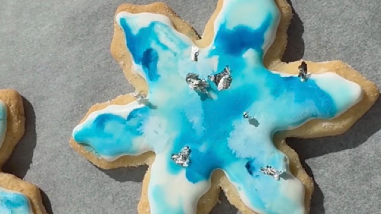 Watercolor Snowflake Cookies