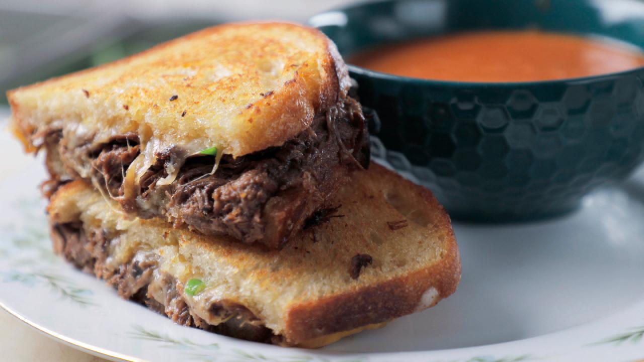 Braised Short Rib Grilled Cheese and Kimchi Tomato Soup
