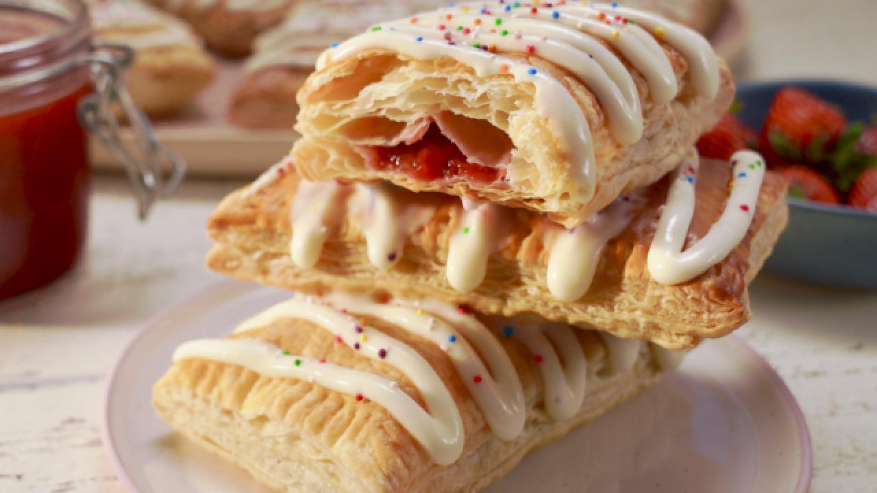 Strawberry-Vanilla Bean Pastry Pockets with Cream Cheese Glaze