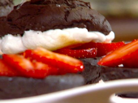 Chocolate Whoopie Pies with Fresh Strawberries and Bruleed Marshmallows