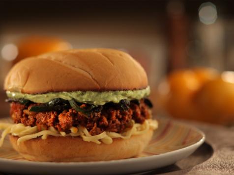 Sloppy Jose with Chorizo, Charred Poblanos and Avocado Crema