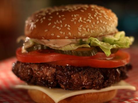 Griddle Burger with 18000 Island Dressing and Quick Pickles