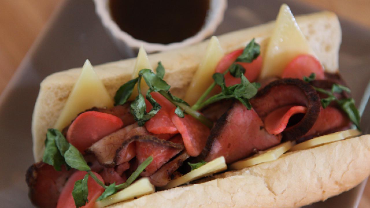 Homemade Roast Beef Sandwich Au Jus