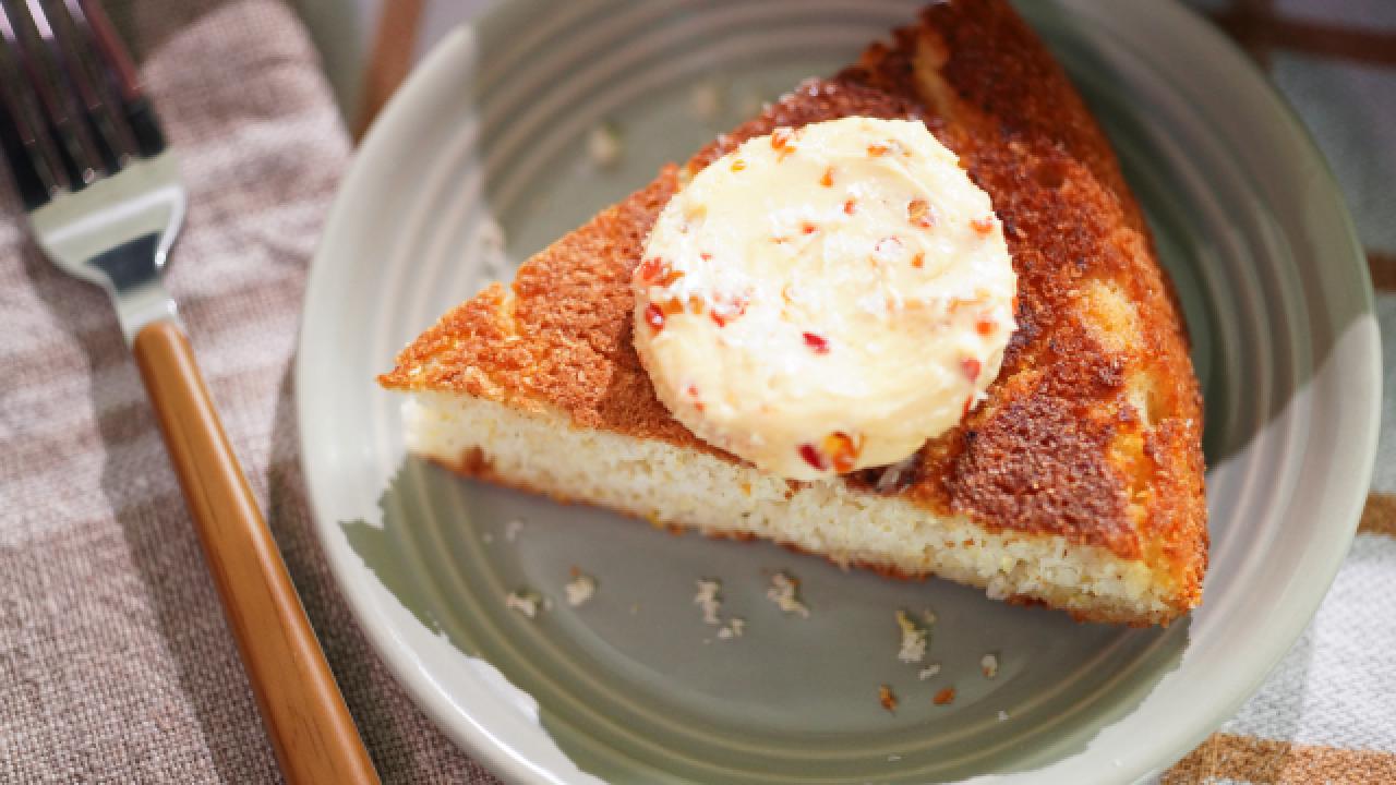 Skillet Cornbread with Pepper Relish Honey Butter