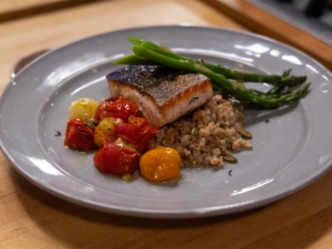 Crispy Skin Salmon with Cherry Tomatoes and Farro