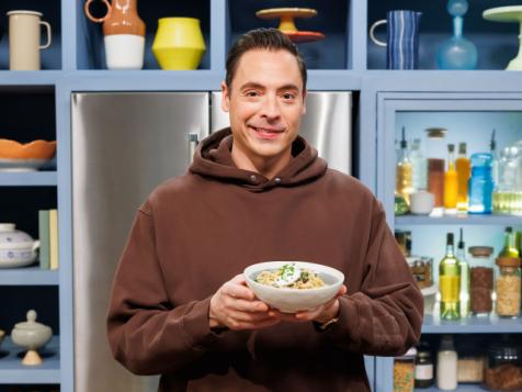 Ground Beef Stroganoff with Caramelized Mushrooms and Crispy Onions
