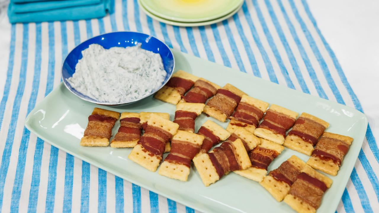 Bacon Bow Tie Crackers And Herb Dip