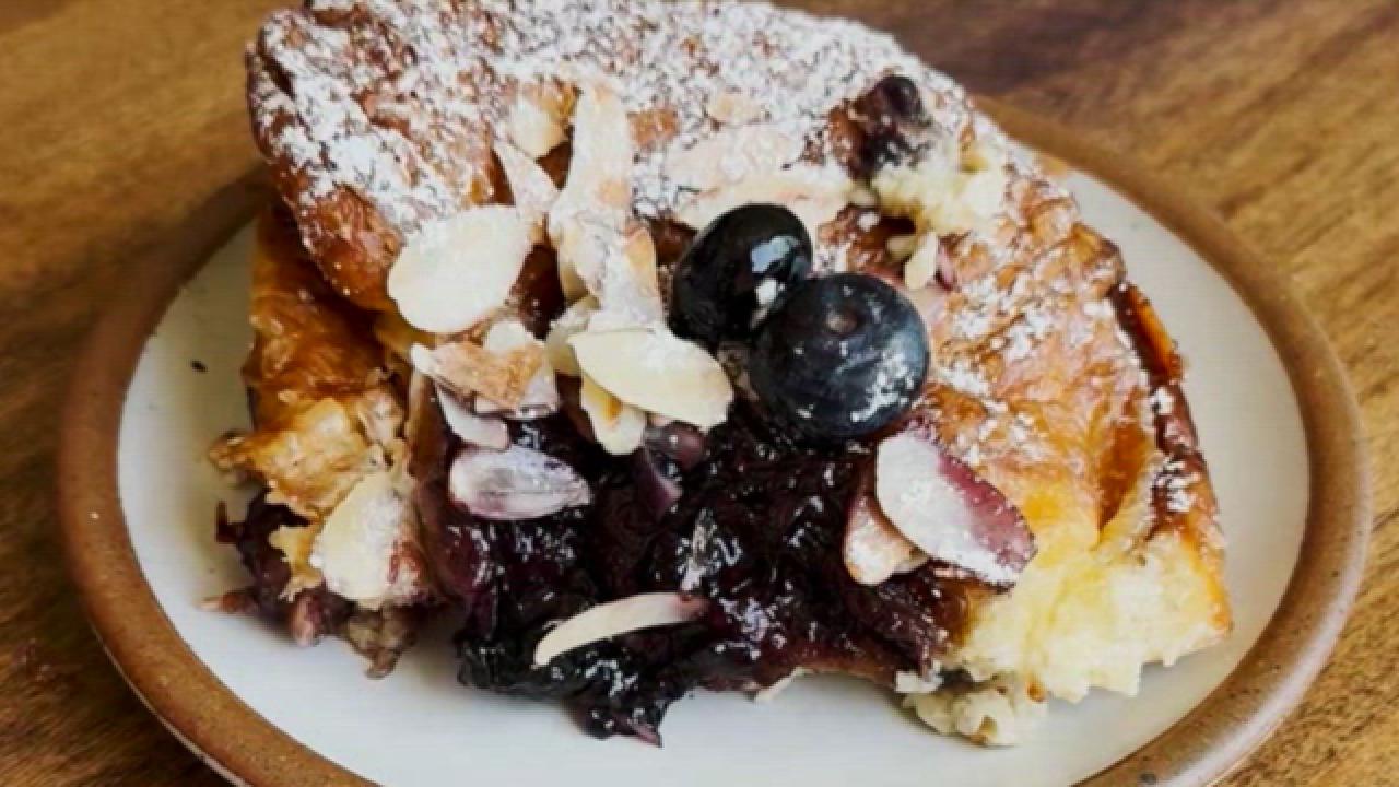Blueberry-Almond Croissant French Toast Casserole