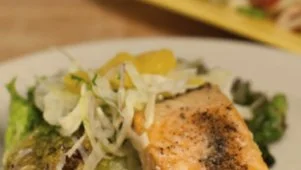Grilled Greens and Wild Salmon