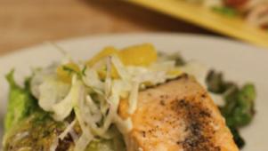 Grilled Greens and Wild Salmon