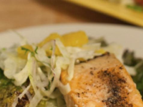 Grilled Greens and Wild Salmon