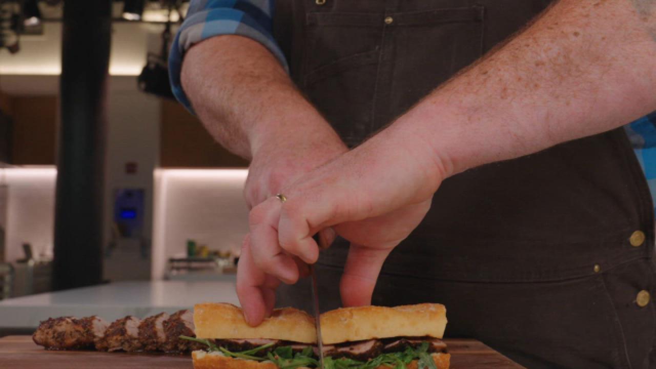 Sorghum-Mustard Glazed Pork Sandwich