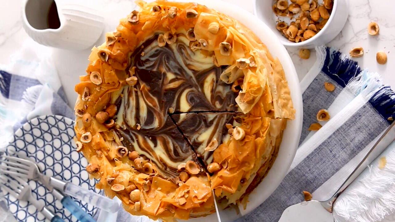 Scrunchy Hazelnut Cheesecake with Phyllo Crust