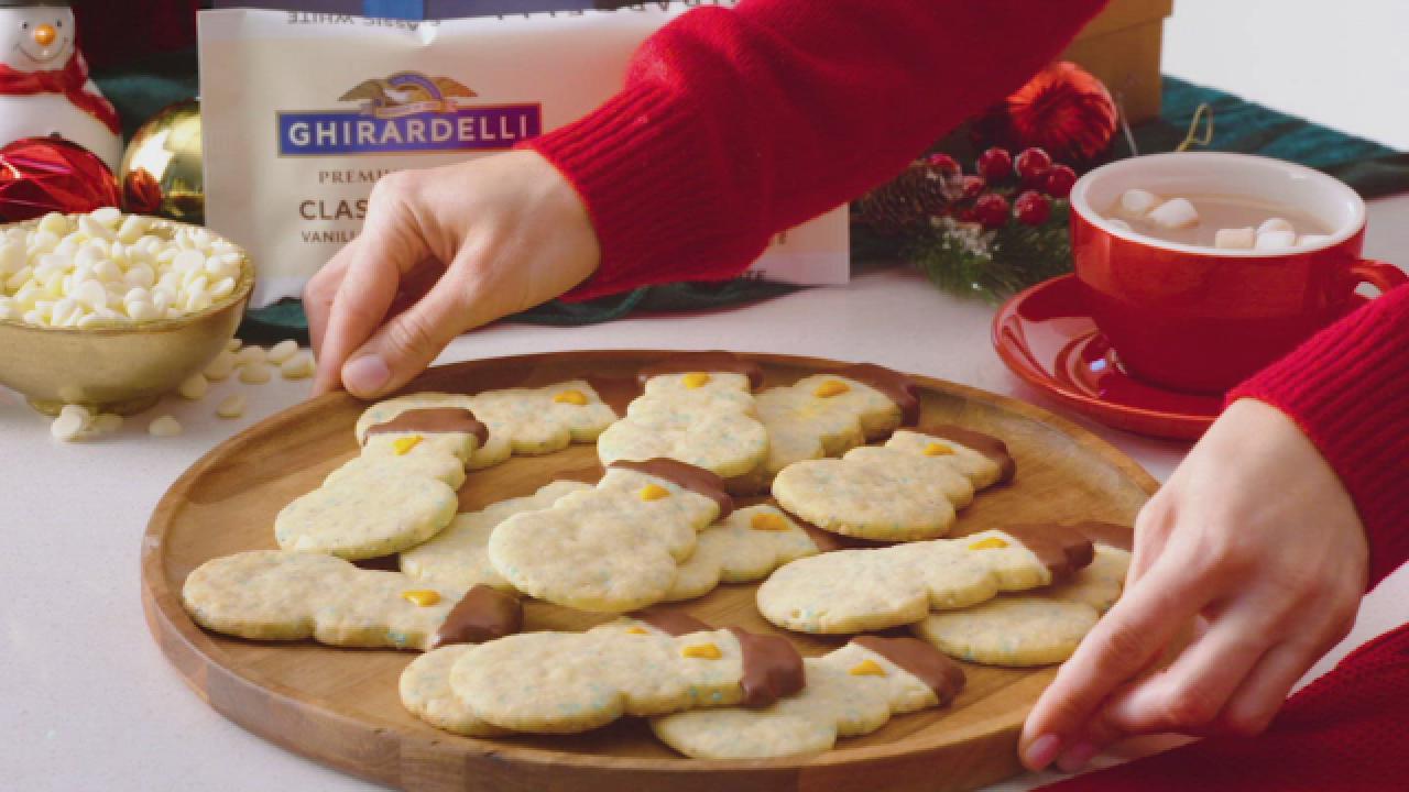 Dipped Snowman Sprinkle Cookies