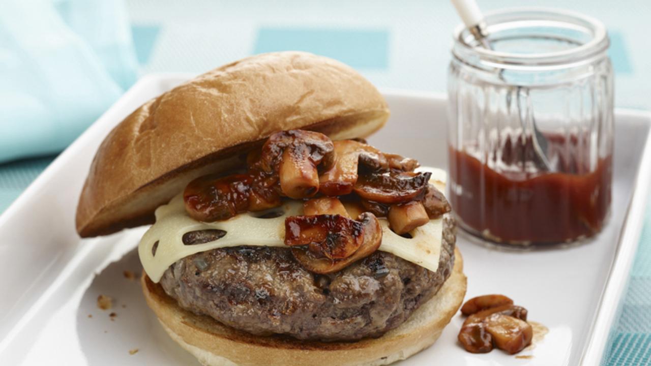 Swiss and Mushroom BBQ Burger