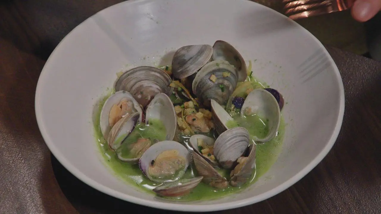 Steamed Clams with Chive Butter, Fingerling Potatoes and Chive Relish
