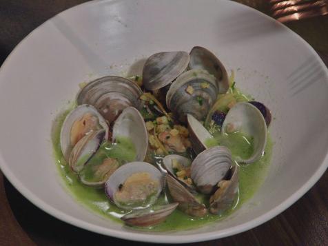Steamed Clams with Chive Butter Fingerling Potatoes and Chive Relish