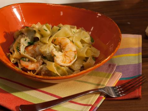 Shrimp-Artichoke Tagliatelle